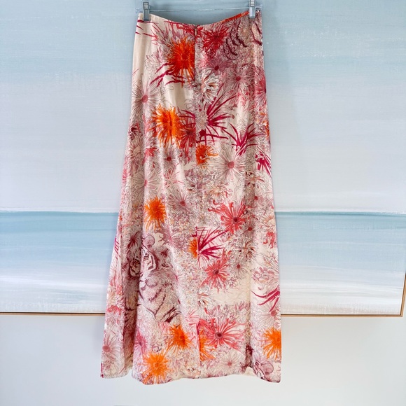 Salvatore Ferragamo Strapless Silk Maxi Dress Floral Tiger Cream Pink US Size 4 - Picture 4 of 10